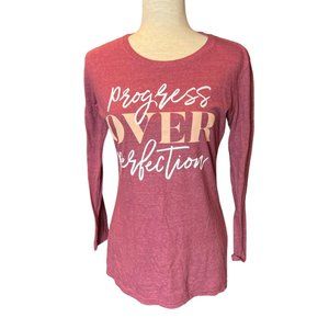 Progress Over Perfection long sleeve pullover tshirt Size Small EUC